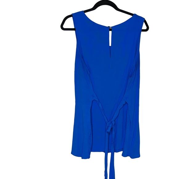 Eloquii Sleeveless Top Cobalt Blue Keyhole Closure Tie Waist 24 - Picture 4 of 8